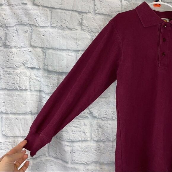 SAI A+ Longsleeve 3 button polo burgundy color sz youth medium - Picture 2 of 5